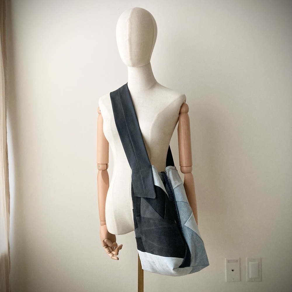 joodito origami cocoon crossbody sling tote bag japanese boro patchwork hobo eco - Picture 3 of 11